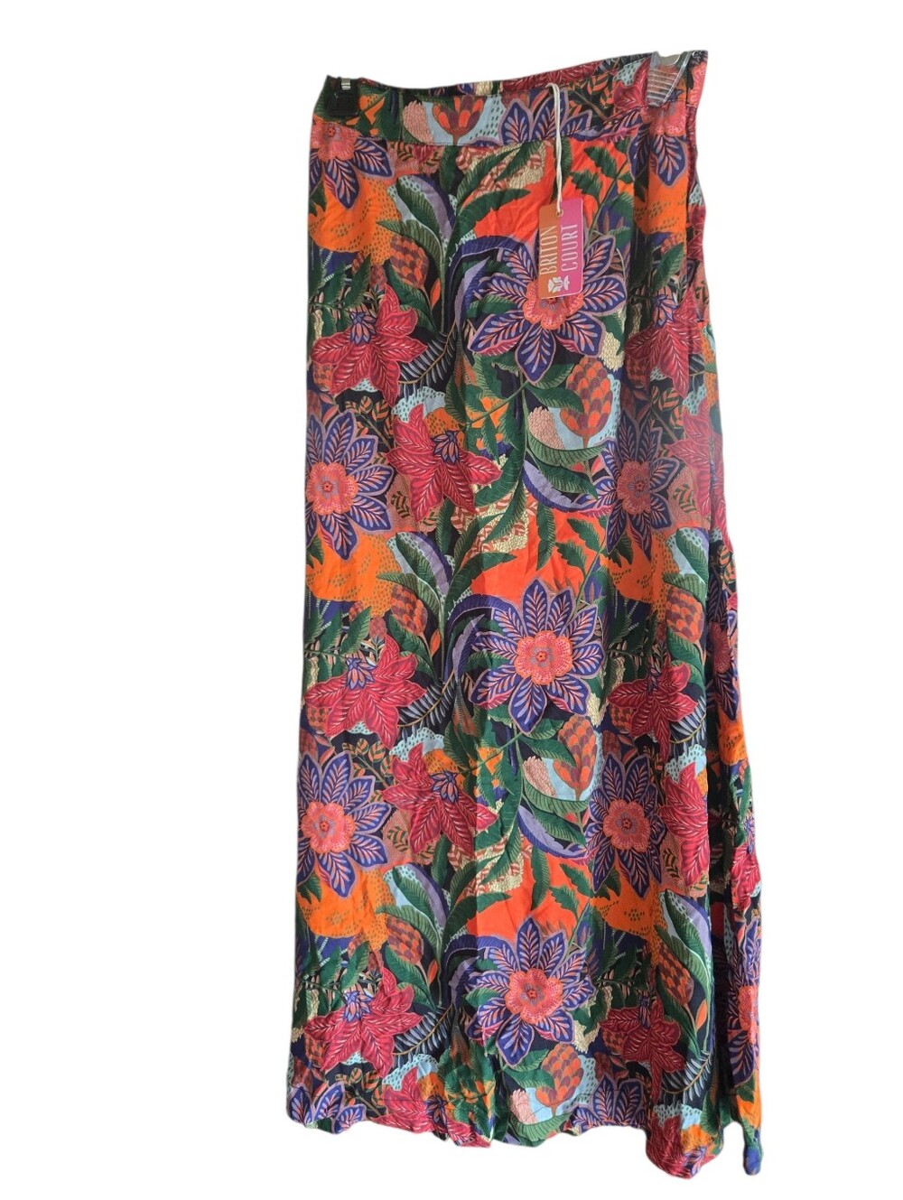 Briton Court, Floral Maxi Skirt in Orange, Pink & Green